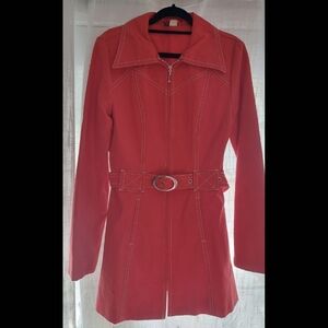 H&M Rare Women's Belted Red Denim Trench Coat
